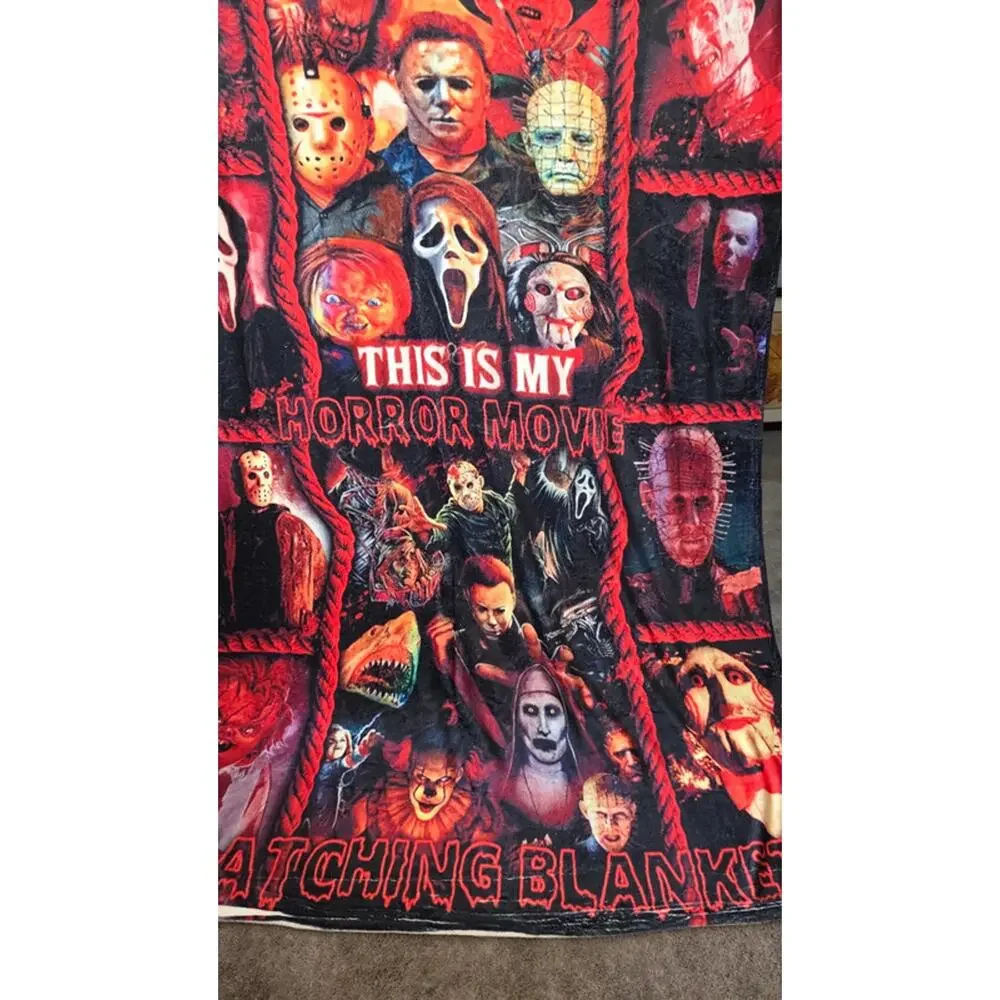 My Horror Movie Watching Blanket 60x80 Jason Michael Myers Freddy Chucky NWOT